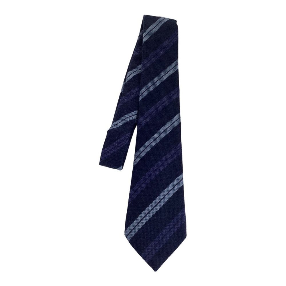 Genuine FERRARI Blue Striped Cashmere Tie 56"- 3.5" NWT